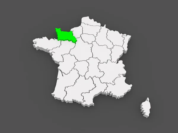 Mapa da Baixa Normandia. França . — Fotografia de Stock
