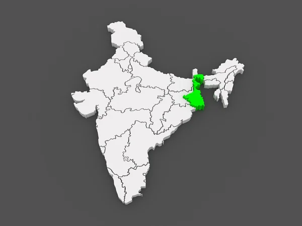 Mapa de Bengala Ocidental. Índia . — Fotografia de Stock