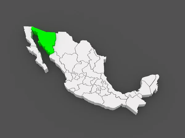 Mapa de Sonora. México. . — Foto de Stock