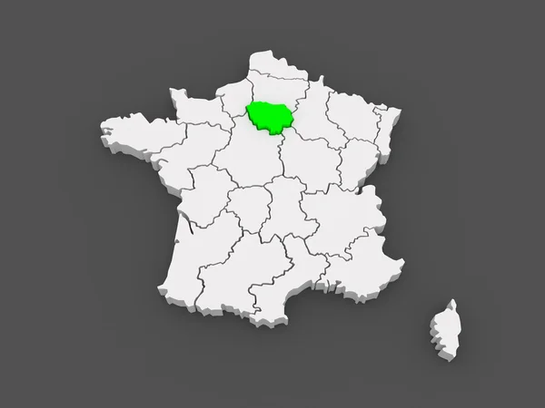 Map of Ile-de-France. France. — Stock Photo, Image
