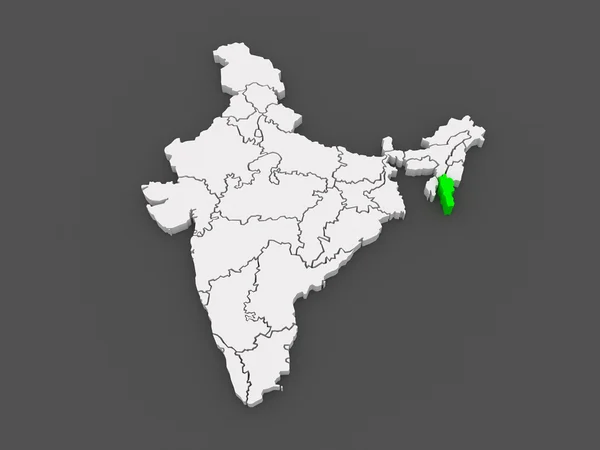 Mapa mizoram. Indie. — Stock fotografie