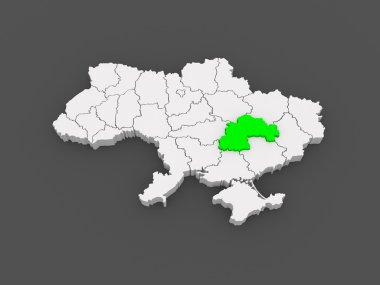 dnipropetrovsk bölgesi Haritası. Ukrayna.