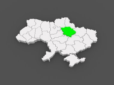 poltava bölge haritası. Ukrayna.