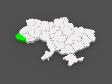 TransKarpatya bölge haritası. Ukrayna.