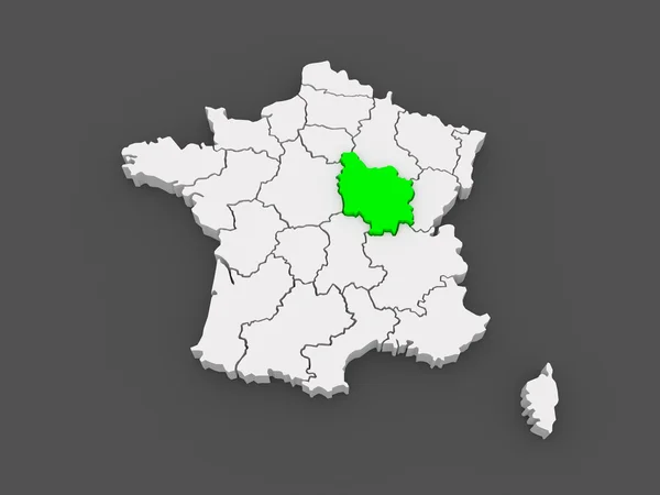 Karta över Bourgogne. Frankrike. — Stockfoto