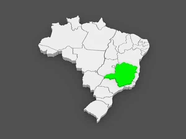 Mapa minas Gerais. Brazylia. — Zdjęcie stockowe