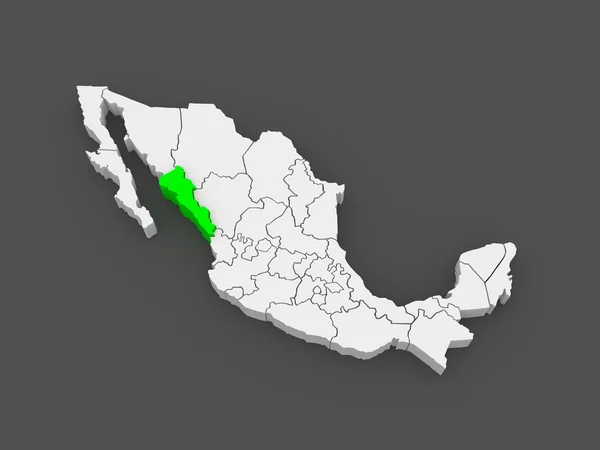 锡那罗亚州的地图。墨西哥. — 图库照片