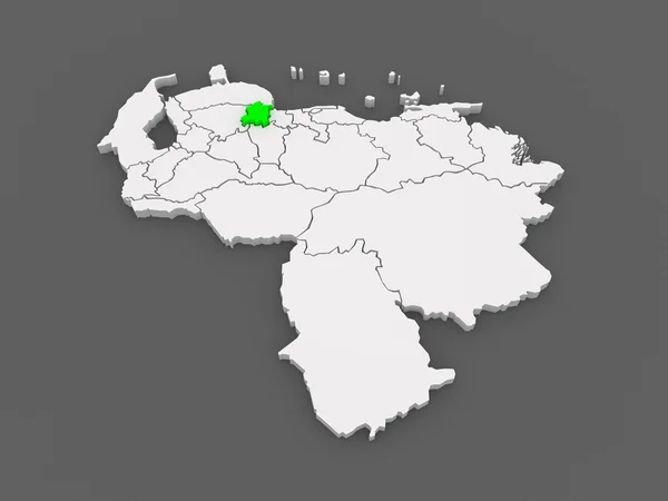 Yaracuy Haritası. Venezuela. — Stok fotoğraf