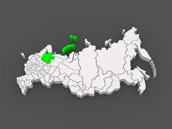 Mapa de la Federación Rusa. Región de Arkhangelsk . —  Fotos de Stock