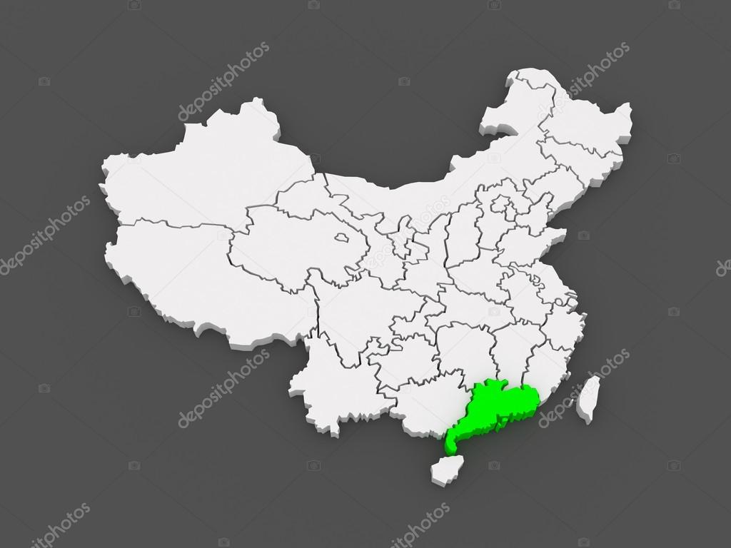 Map of Guangdong. China.