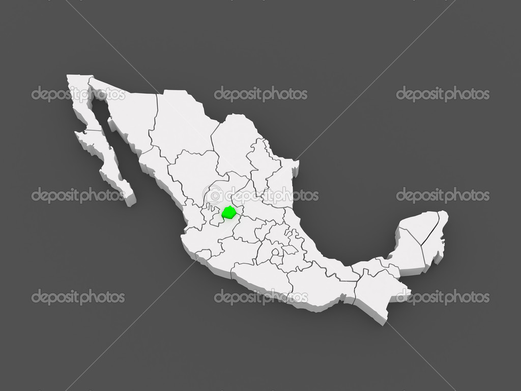 Map of Aguascalientes. Mexico.