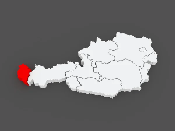 Mapa regionu vorarlberg. Rakousko. — Stock fotografie