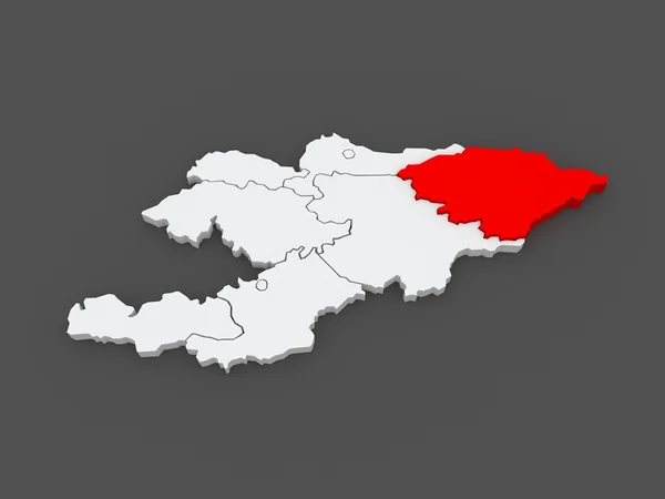 伊塞克湖州地区的地图。吉尔吉斯斯坦. — 图库照片