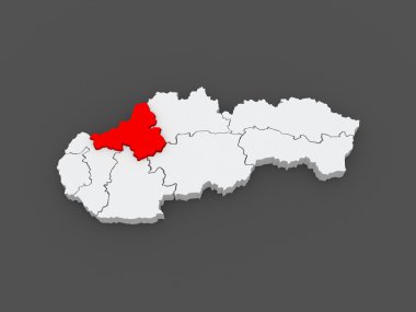 trencin bölge haritası. Slovakya.