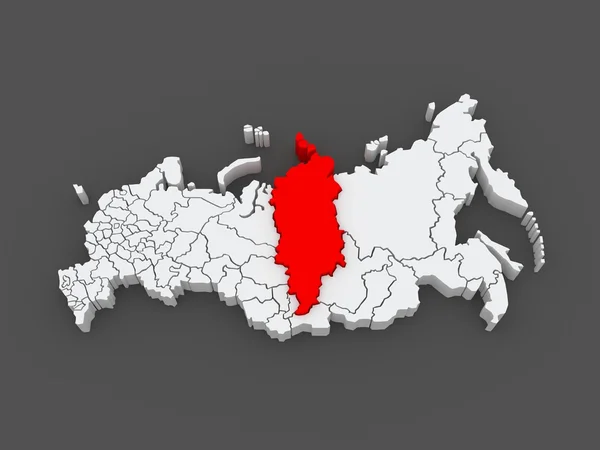 Map of the Russian Federation. Krasnoyarsk Territory. — Stock Photo, Image