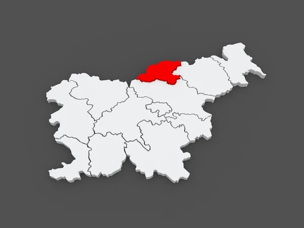 Mapa korushsky regionu. Slovinsko. — Stock fotografie