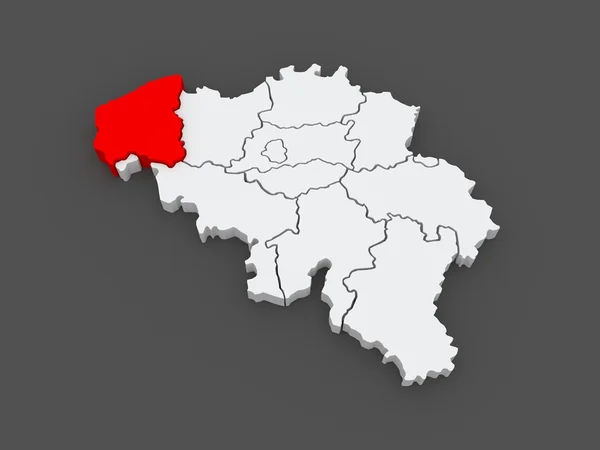 Mappa delle Fiandre occidentali. Belgio . — Foto Stock