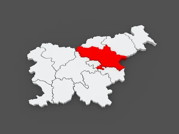 Mapa regionu savinjska. Słowenia. — Zdjęcie stockowe