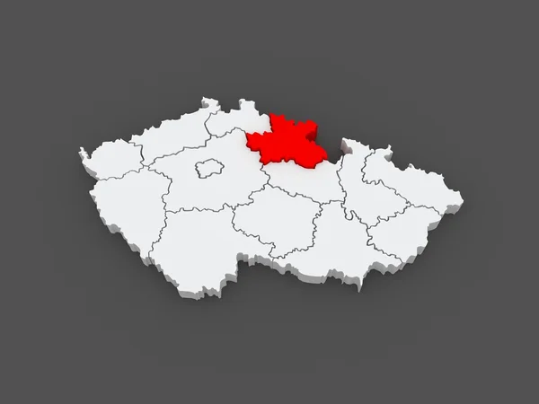 Mapa da Região de Hradec Kralove. República Checa . — Fotografia de Stock