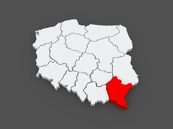 Kaart van Subkarpaten. Polen. — Stockfoto
