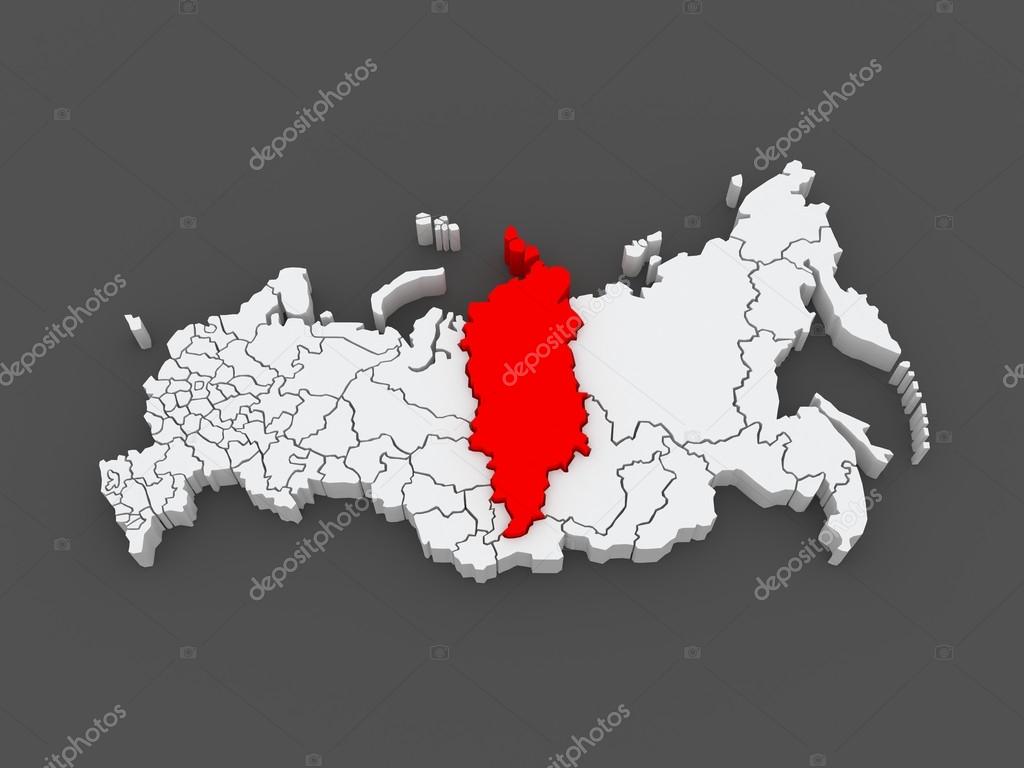 Karte der Russischen Föderation. Gebiet Krasnojarsk. - Stockfotografie