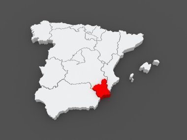 murcia Haritası. İspanya.