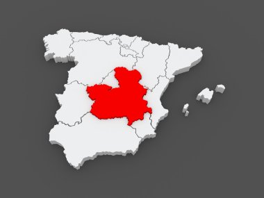 castilla - la mancha Haritası. İspanya.
