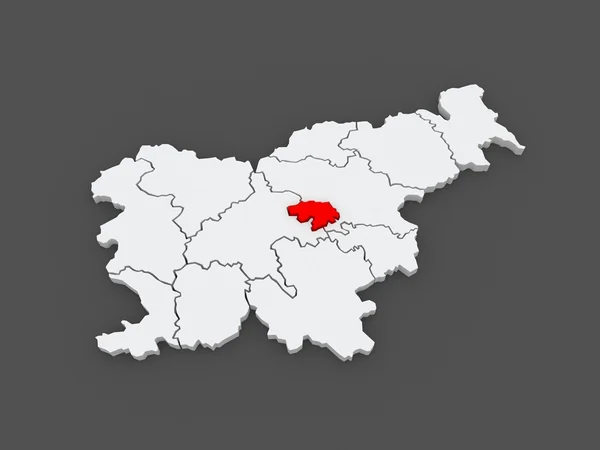 Mapa regionu zasavsky (zasavska regia). Slovinsko. — Stock fotografie