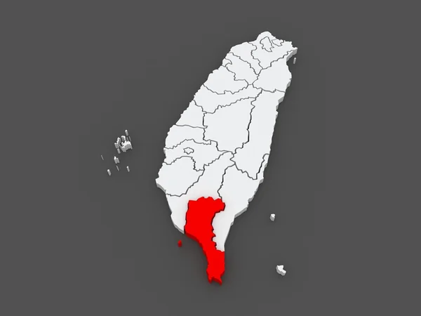 Mapa do Condado de Pingtung. Taiwan . — Fotografia de Stock