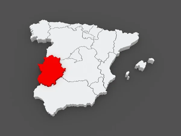 Mapa da Extremadura. Espanha . — Fotografia de Stock