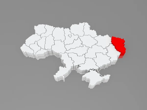 Karta över Luganskregionen. Ukraina. — Stockfoto