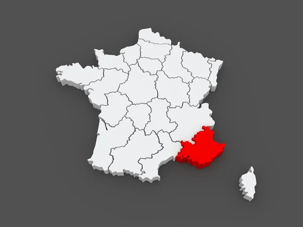 Provence Alpes Cote d 'Azur haritası. Fransa. — Stok fotoğraf