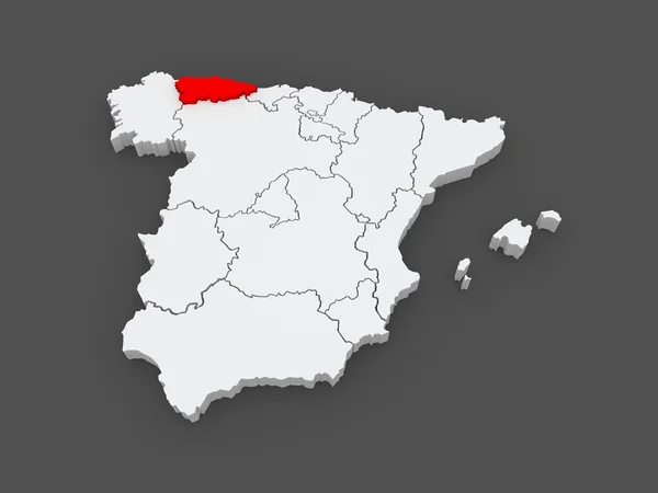 Mapa prowincji Asturia. Hiszpania. — Zdjęcie stockowe