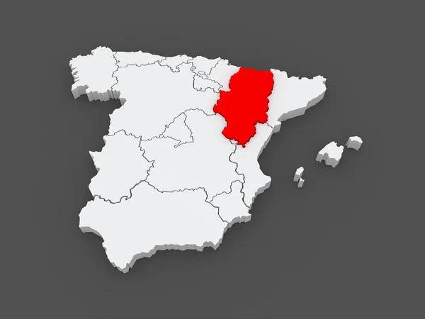 Landkarte von Aragon. Spanien — Stockfoto