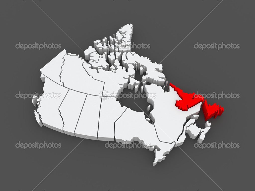 Map of Newfoundland and Labrador. Canada.