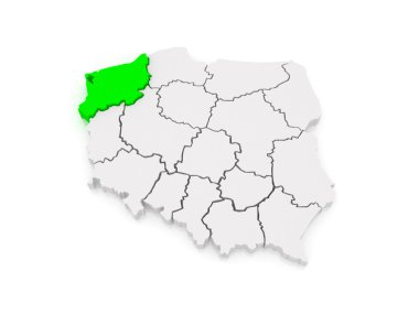 western Pomeranian'deki / Haritası. Polonya.