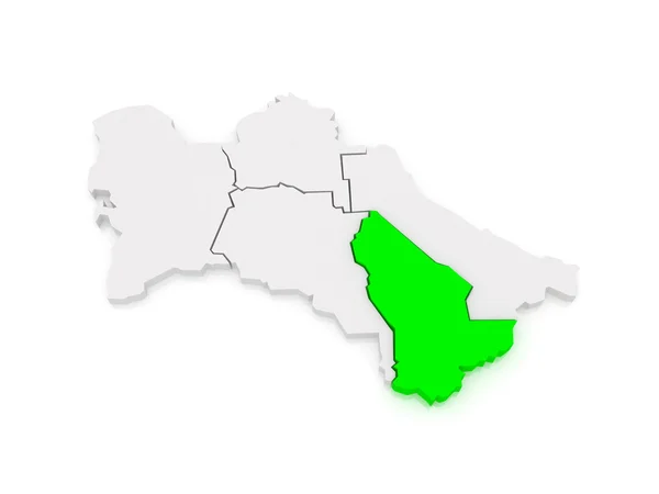 मैरी प्रांत का नक्शा। तुर्कमेनिस्तान . — स्टॉक फ़ोटो, इमेज