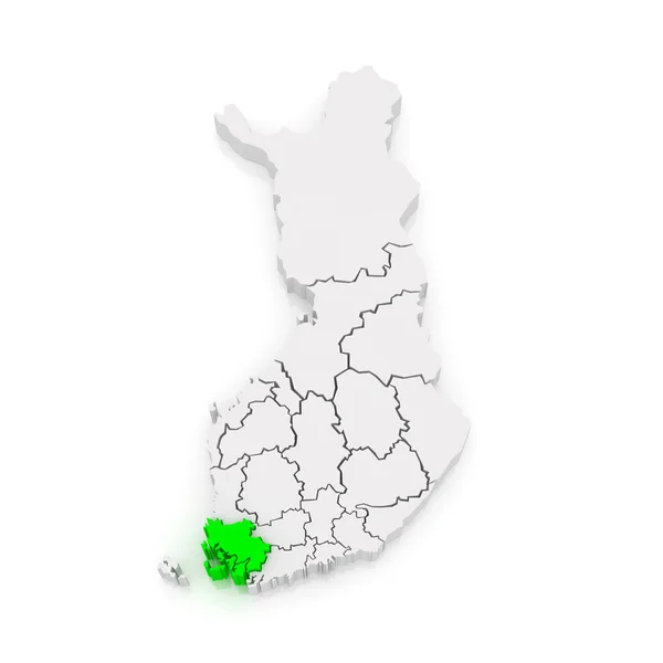 Map of Varsinais-Suomi. Finland. — Stock Photo, Image