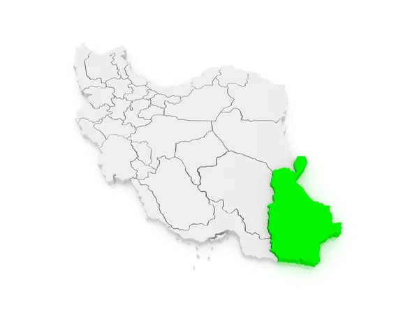 锡斯坦和俾路支斯坦的地图。伊朗. — 图库照片