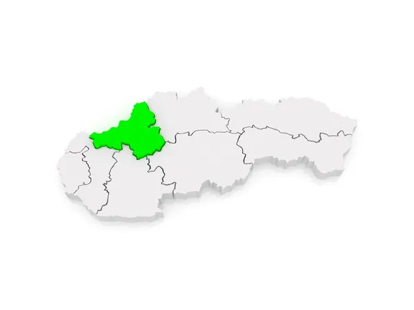Trencsén régió térképe. Szlovákia. — Stock Fotó
