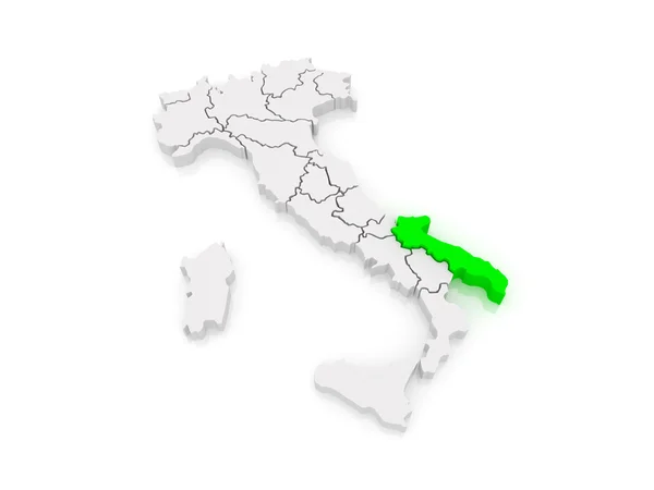 Mapa Apulie. Itálie. — Stock fotografie