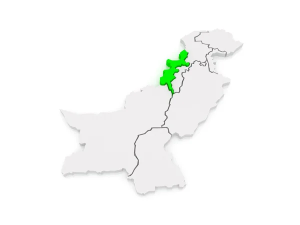 पेशावर के संघीय रूप से प्रशासित जनजातीय क्षेत्रों का नक्शा। पाकिस्तान — स्टॉक फ़ोटो, इमेज