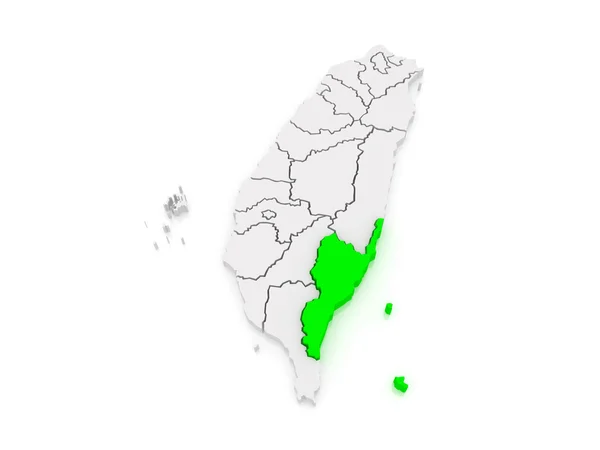 Map of Taitung County. Taiwan. — Stock Photo, Image