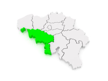 hainaut Haritası. Belçika.