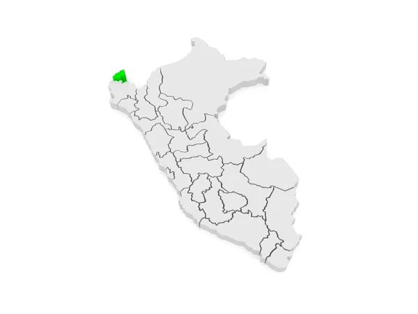 Mapa tumbes. Peru. — Zdjęcie stockowe