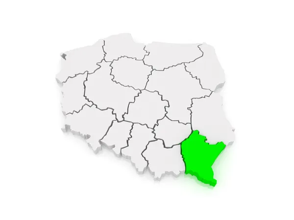 Subcarpathian 地图。波兰. — 图库照片