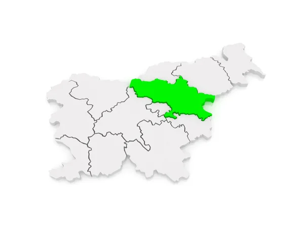 Karta över savinjska regionen. Slovenien. — Stockfoto