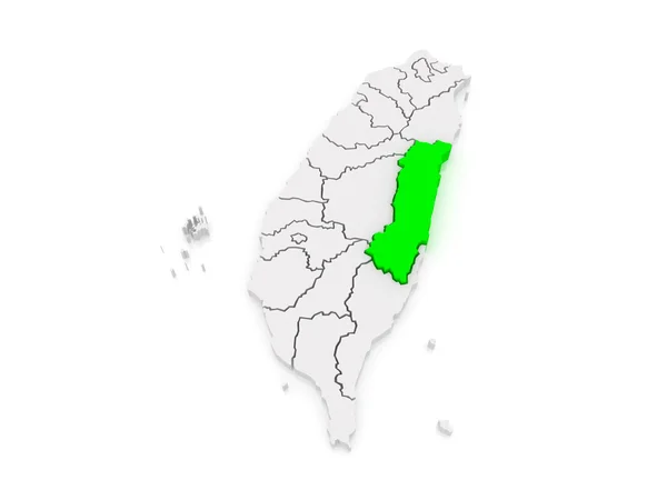 Map of Hualien County. Taiwan. — Stock Photo, Image