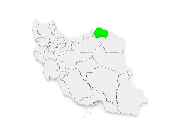 Kaart van Noord-khorasan. Iran. — Stockfoto