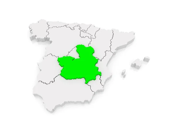 Kaart van castilla - la Mancha met een oppervlakte. Spanje. — Stockfoto